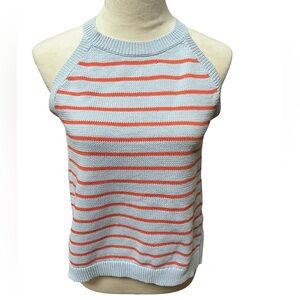 Banana Republic Medium Tank Top Sweater Light Blue and Orange Stripes